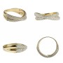 Wyjątkowy, złoty pierścionek mocno zdobiony cyrkoniami.