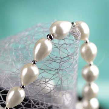 Naszyjnik - perły majorka (krople) z hematytem