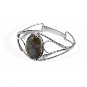 Nowoczesna bransoleta srebrna z eliptycznych elementów i wyrazistych cyrkonii.