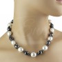 Owalne perły w naszyjniku, z hermatytem o różnym kształcie